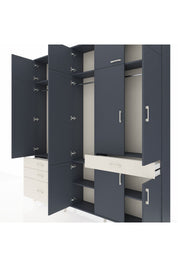 Arges Dolap 8 Raflı 4 Çekmeceli 3 Askılı 220x30x243 Antrasit-Antrasit/Aytaşı