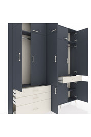 Arges Dolap 8 Raflı 4 Çekmeceli 3 Askılı 220x30x243 Antrasit-Antrasit/Aytaşı