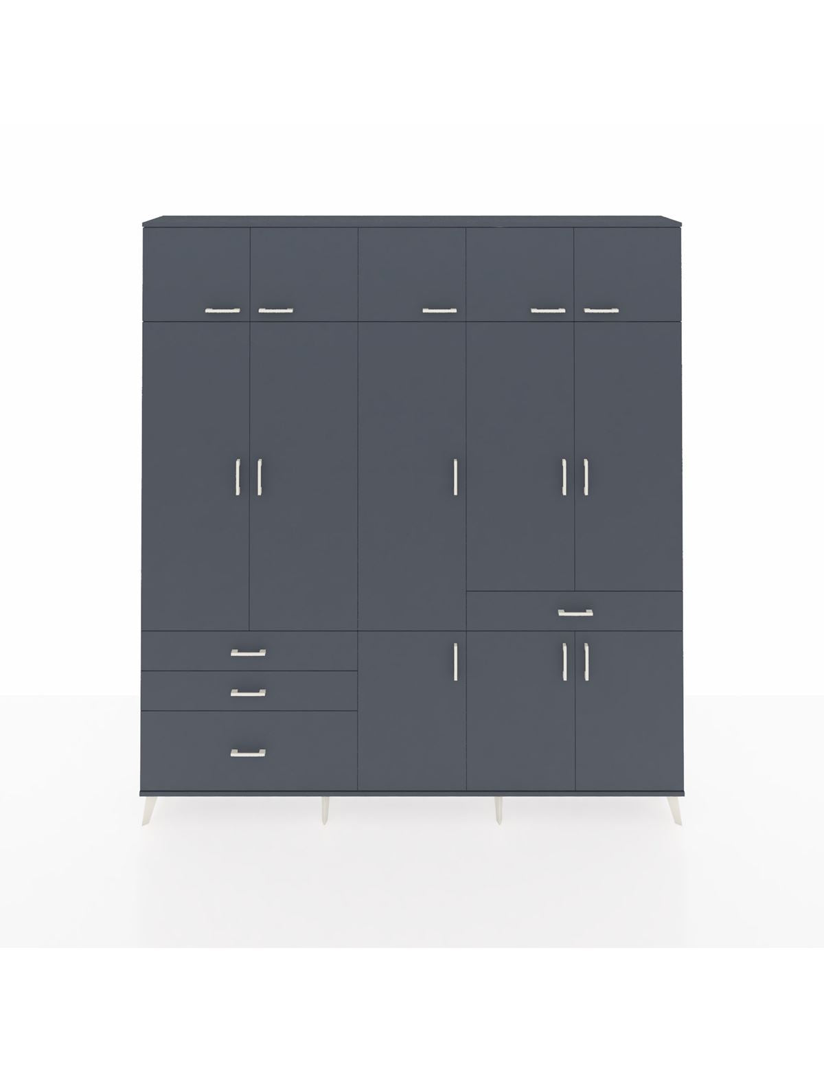 Arges Gardrop 8 Raflı 4 Çekmeceli 3 Askılı 220x30x243 Antrasit-Antrasit