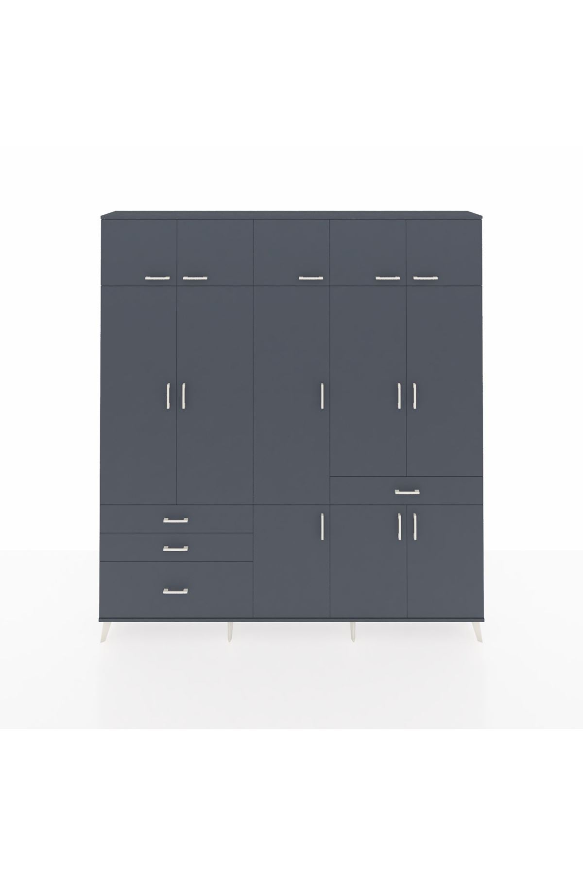 Arges Gardrop 8 Raflı 4 Çekmeceli 3 Askılı 220x30x243 Antrasit-Antrasit