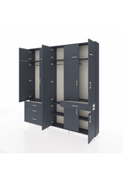 Arges Gardrop 8 Raflı 4 Çekmeceli 3 Askılı 220x30x243 Antrasit-Antrasit