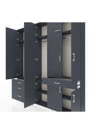 Arges Gardrop 8 Raflı 4 Çekmeceli 3 Askılı 220x30x243 Antrasit-Antrasit