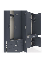 Arges Gardrop 8 Raflı 4 Çekmeceli 3 Askılı 220x30x243 Antrasit-Antrasit