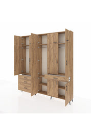 Arges Gardrop 8 Raflı 4 Çekmeceli 3 Askılı 220x30x243 Çam-Çam