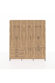 Arges Gardrop 8 Raflı 4 Çekmeceli 3 Askılı 220x30x243 Çam-Çam