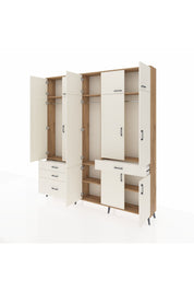 Arges Gardrop 8 Raflı 4 Çekmeceli 3 Askılı 220x30x243 Çam-Aytaşı