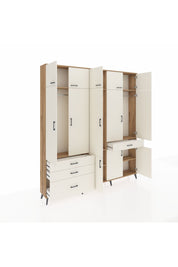 Arges Gardrop 8 Raflı 4 Çekmeceli 3 Askılı 220x30x243 Çam-Aytaşı