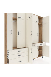 Arges Gardrop 8 Raflı 4 Çekmeceli 3 Askılı 220x30x243 Çam-Aytaşı