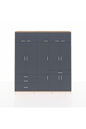 Arges Gardrop 8 Raflı 4 Çekmeceli 3 Askılı 220x30x243 Çam-Antrasit