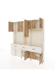 Arges Dolap 10 Raflı 6 Çekmeceli 8 Kapaklı 220x30x243 Aytaşı-Çam/Aytaşı