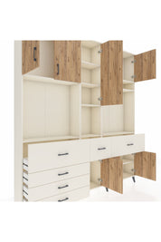 Arges Dolap 10 Raflı 6 Çekmeceli 8 Kapaklı 220x30x243 Aytaşı-Çam/Aytaşı