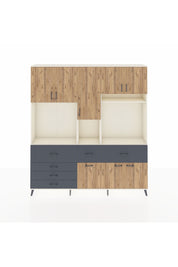 Arges Dolap 10 Raflı 6 Çekmeceli 8 Kapaklı 220x30x243 Aytaşı-Çam/Antrasit