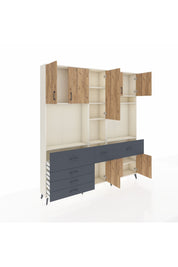 Arges Dolap 10 Raflı 6 Çekmeceli 8 Kapaklı 220x30x243 Aytaşı-Çam/Antrasit