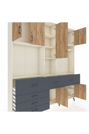 Arges Dolap 10 Raflı 6 Çekmeceli 8 Kapaklı 220x30x243 Aytaşı-Çam/Antrasit