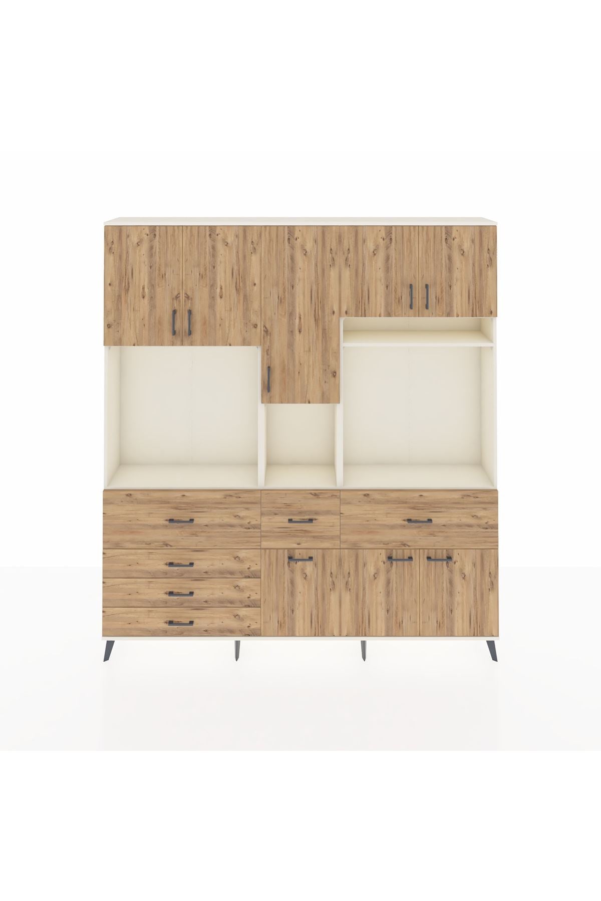 Arges Gardrop 10 Raflı 6 Çekmeceli 8 Kapaklı 220x30x243 Aytaşı-Çam