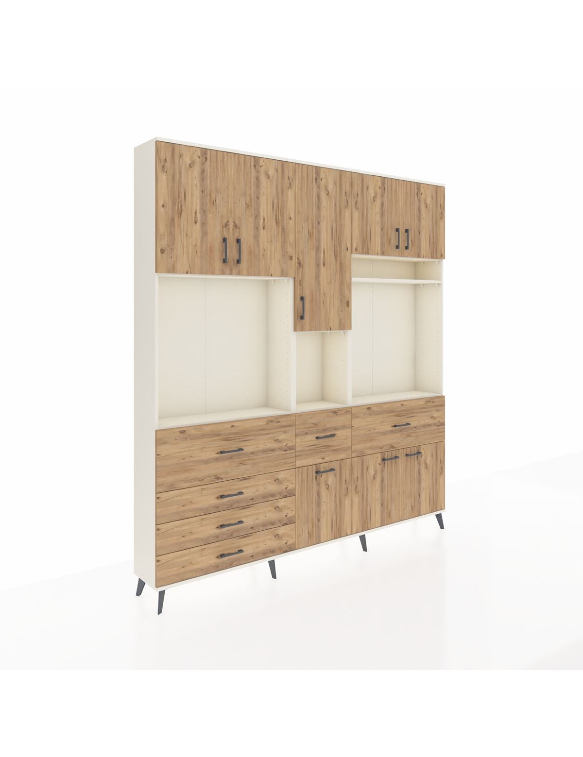 Arges Gardrop 10 Raflı 6 Çekmeceli 8 Kapaklı 220x30x243 Aytaşı-Çam