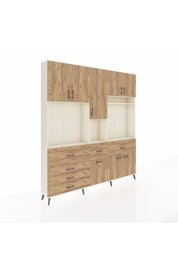 Arges Gardrop 10 Raflı 6 Çekmeceli 8 Kapaklı 220x30x243 Aytaşı-Çam