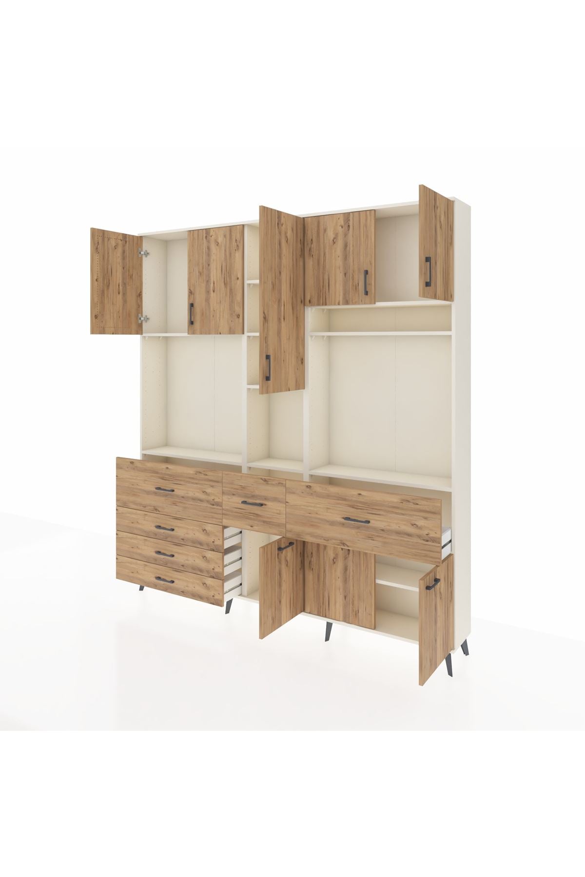 Arges Gardrop 10 Raflı 6 Çekmeceli 8 Kapaklı 220x30x243 Aytaşı-Çam