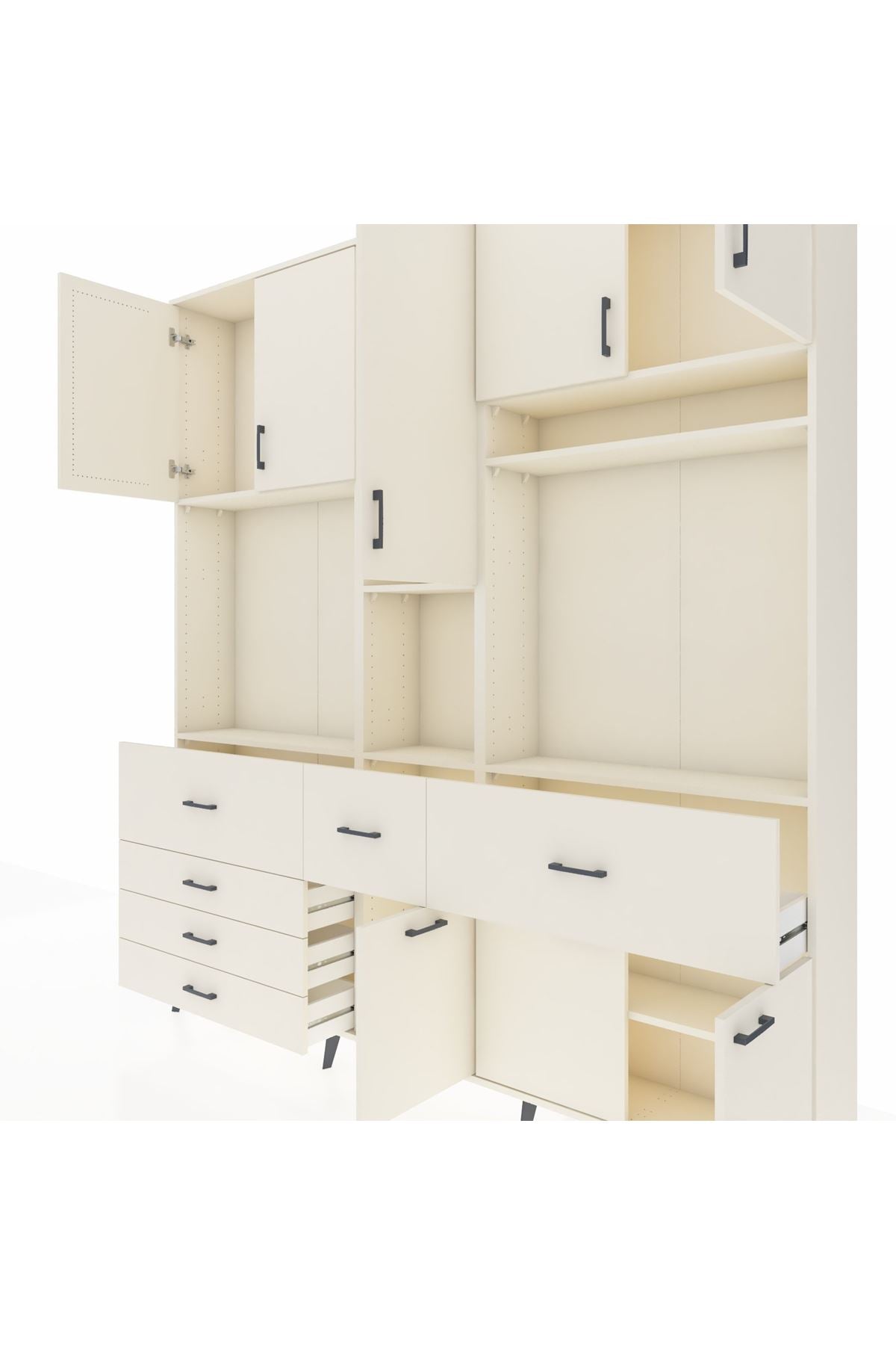 Arges Gardrop 10 Raflı 6 Çekmeceli 8 Kapaklı 220x30x243 Aytaşı-Aytaşı