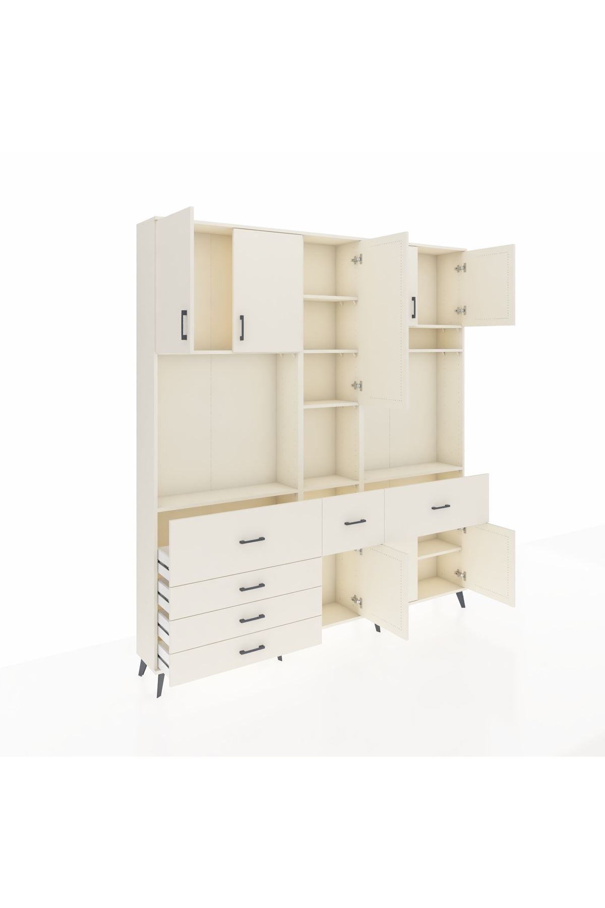 Arges Gardrop 10 Raflı 6 Çekmeceli 8 Kapaklı 220x30x243 Aytaşı-Aytaşı