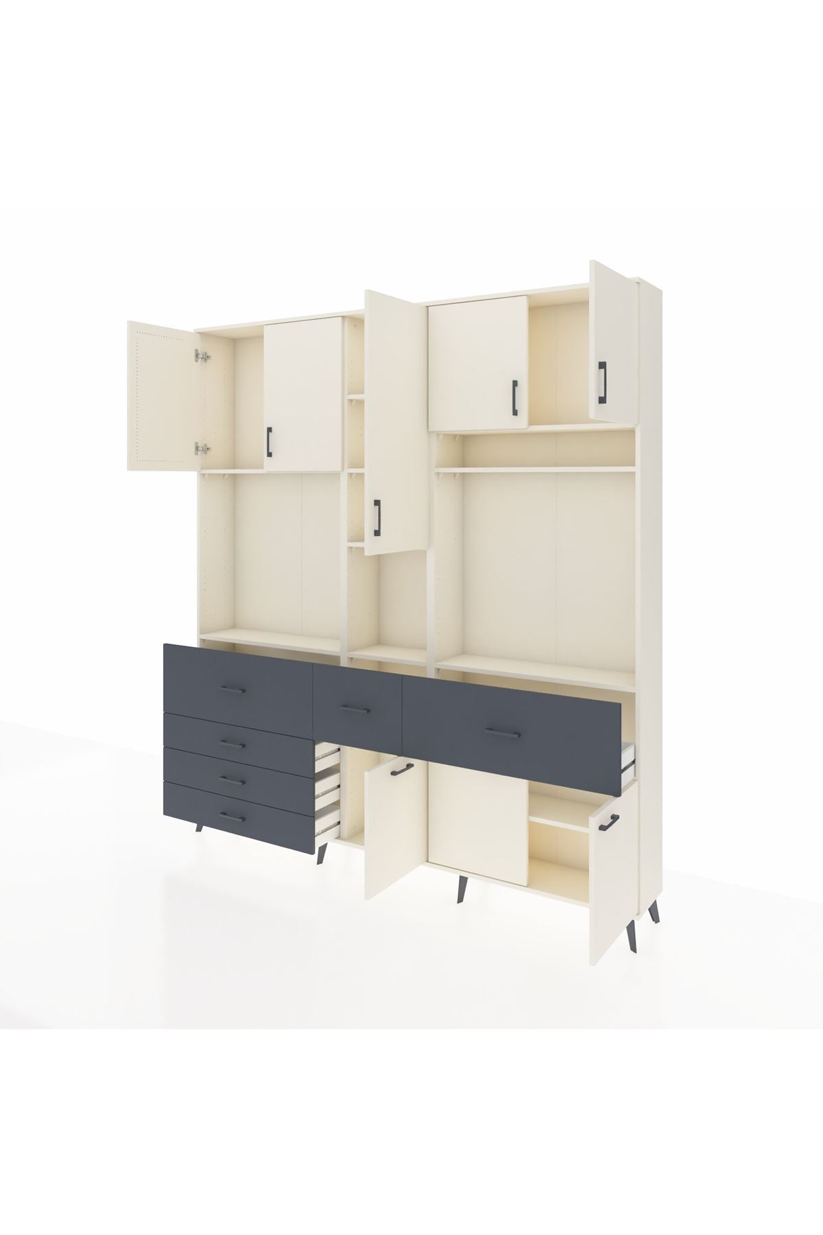 Arges Dolap 10 Raflı 6 Çekmeceli 8 Kapaklı 220x30x243 Aytaşı-Aytaşı/Antrasit