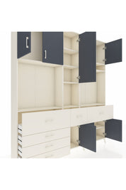 Arges Dolap 10 Raflı 6 Çekmeceli 8 Kapaklı 220x30x243 Aytaşı-Antrasit/Aytaşı