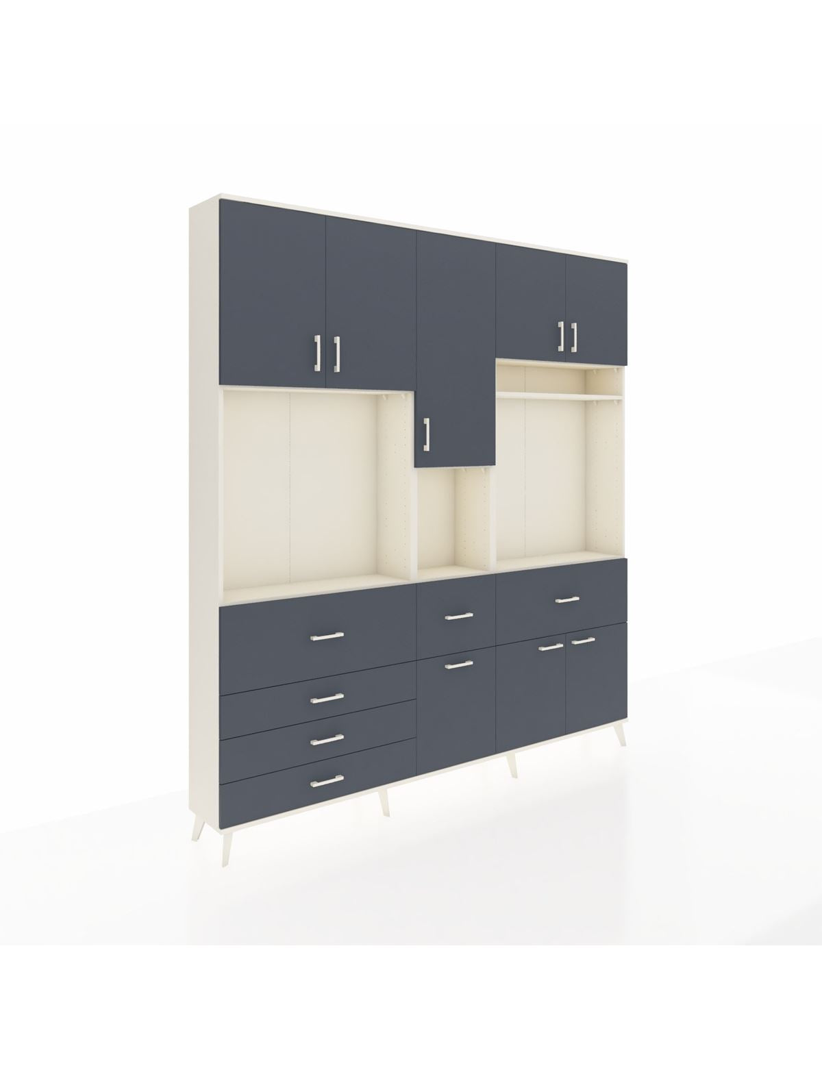 Arges Gardrop 10 Raflı 6 Çekmeceli 8 Kapaklı 220x30x243 Aytaşı-Antrasit