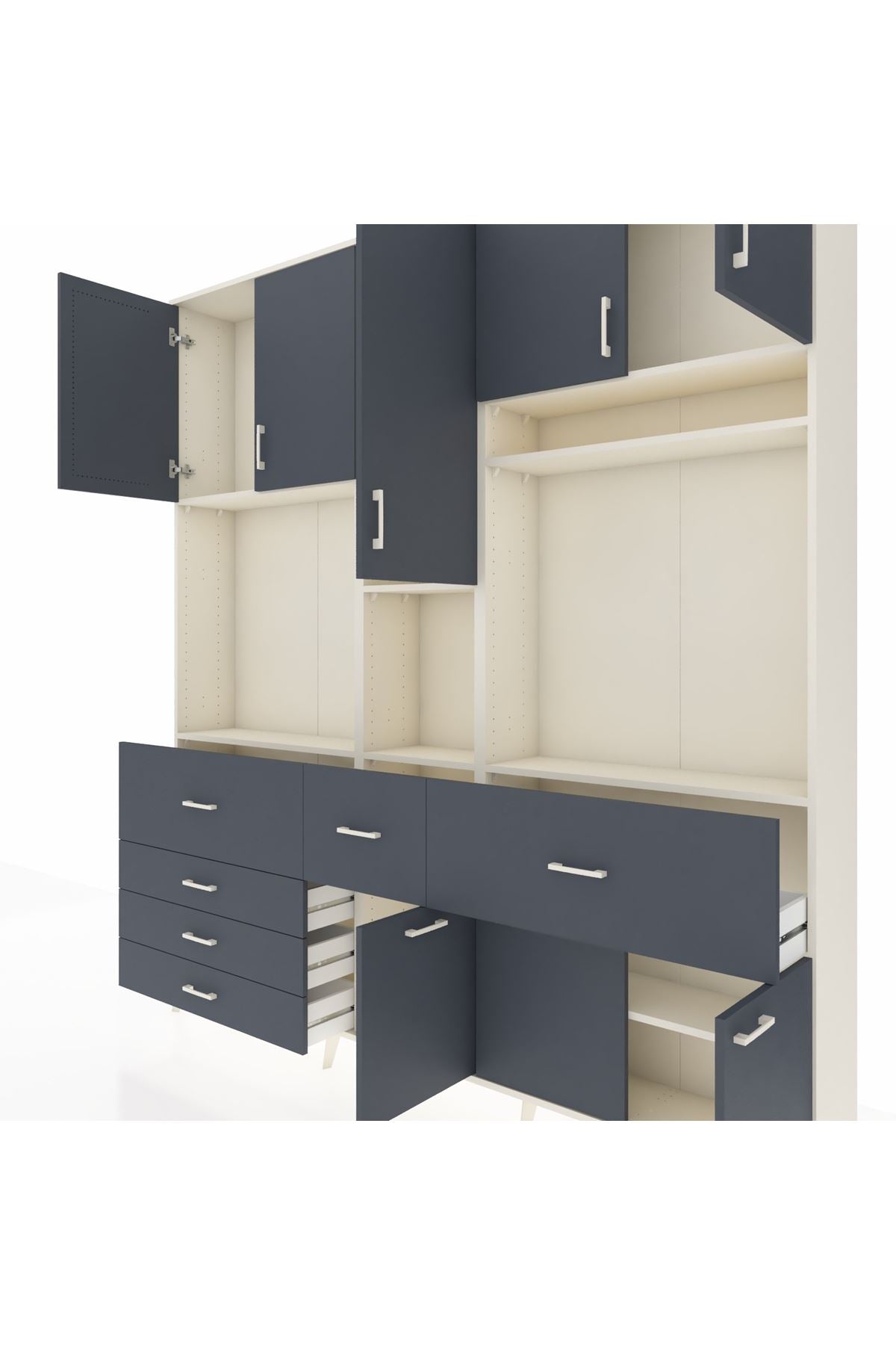 Arges Gardrop 10 Raflı 6 Çekmeceli 8 Kapaklı 220x30x243 Aytaşı-Antrasit