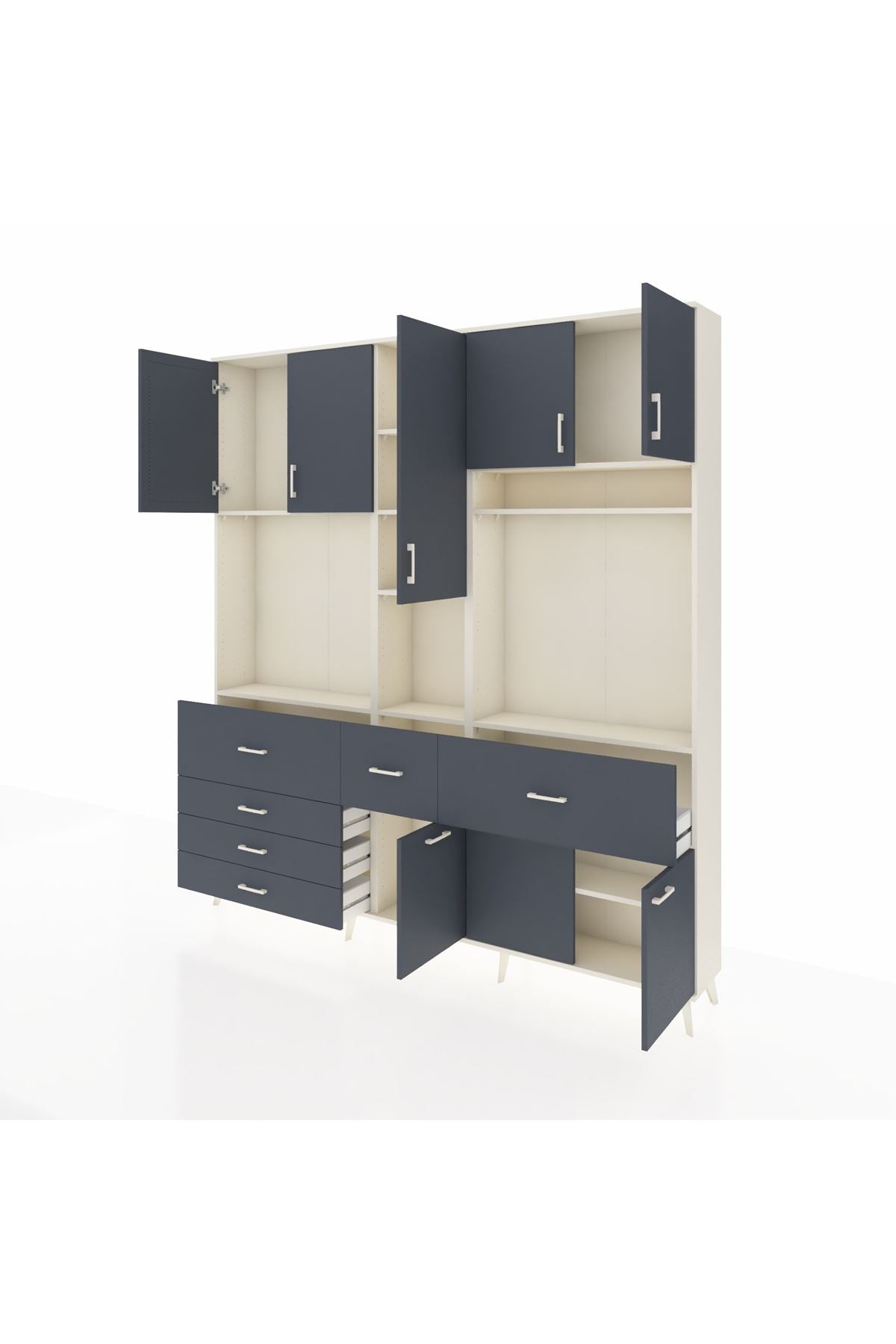 Arges Gardrop 10 Raflı 6 Çekmeceli 8 Kapaklı 220x30x243 Aytaşı-Antrasit