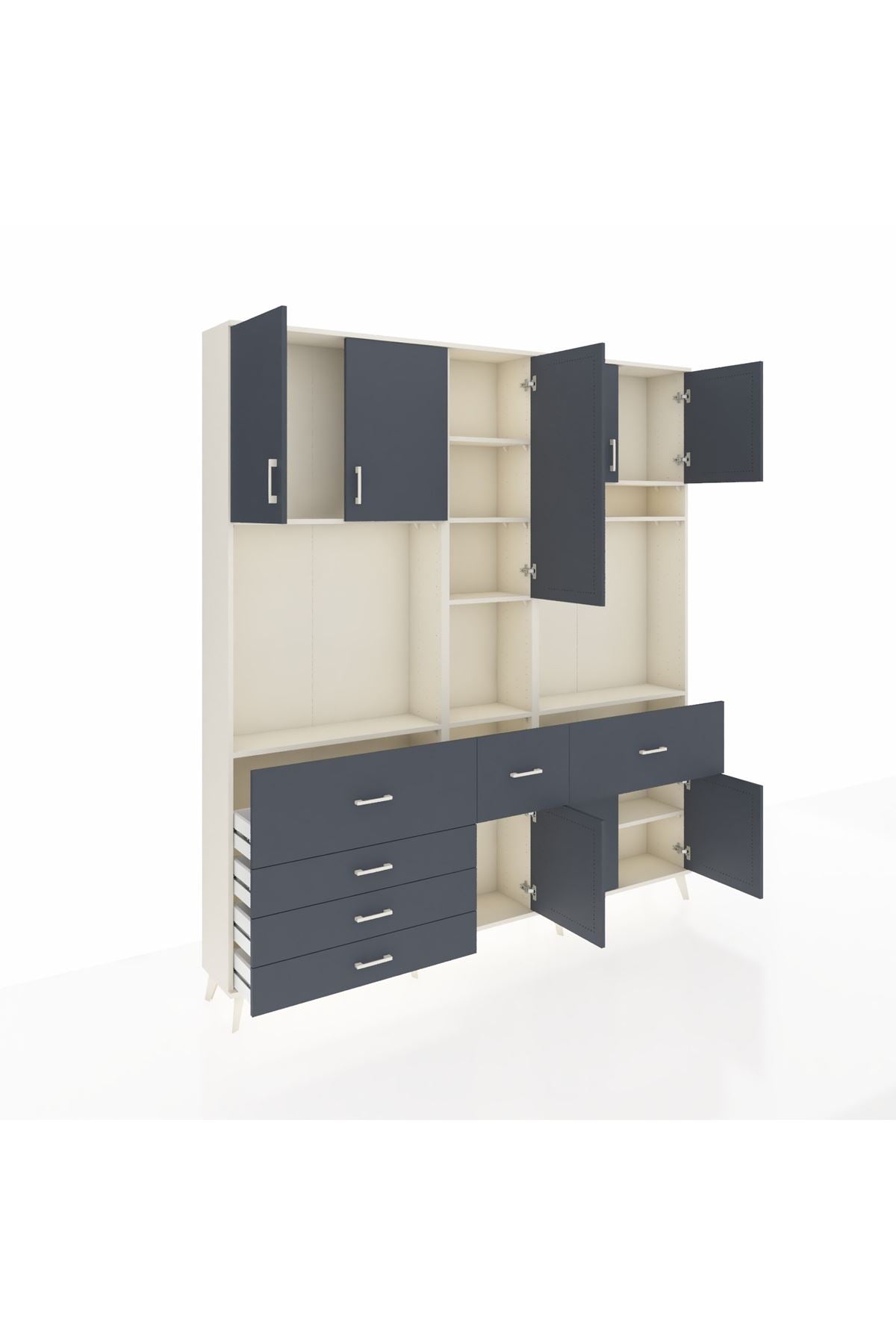 Arges Gardrop 10 Raflı 6 Çekmeceli 8 Kapaklı 220x30x243 Aytaşı-Antrasit