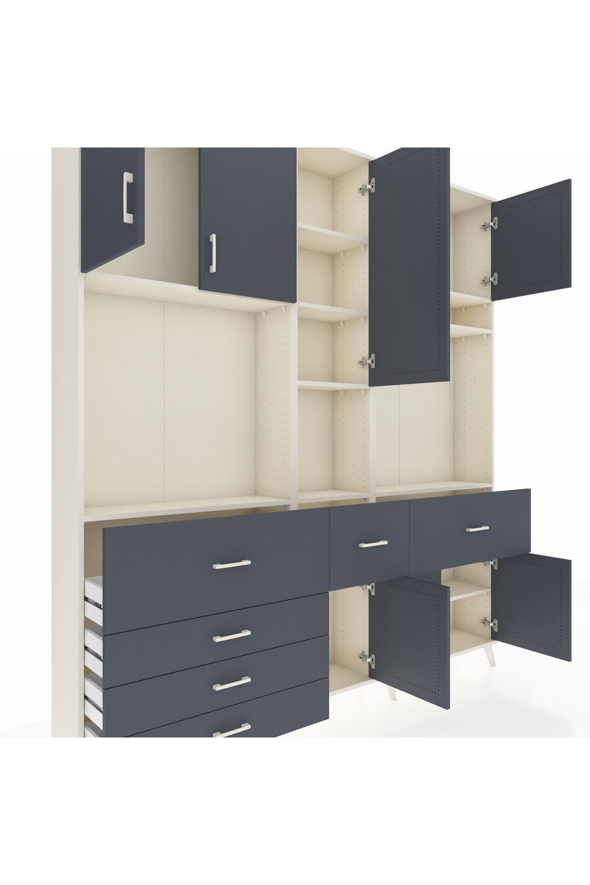 Arges Gardrop 10 Raflı 6 Çekmeceli 8 Kapaklı 220x30x243 Aytaşı-Antrasit