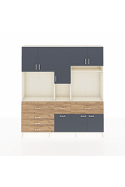 Arges Dolap 10 Raflı 6 Çekmeceli 8 Kapaklı 220x30x243 Aytaşı-Antrasit/Çam