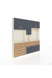 Arges Dolap 10 Raflı 6 Çekmeceli 8 Kapaklı 220x30x243 Aytaşı-Antrasit/Çam