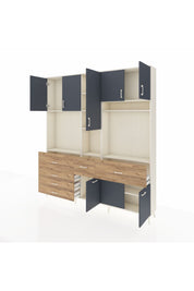 Arges Dolap 10 Raflı 6 Çekmeceli 8 Kapaklı 220x30x243 Aytaşı-Antrasit/Çam