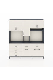 Arges Gardrop 10 Raflı 6 Çekmeceli 8 Kapaklı 220x30x243 Antrasit-Aytaşı