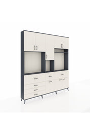 Arges Gardrop 10 Raflı 6 Çekmeceli 8 Kapaklı 220x30x243 Antrasit-Aytaşı