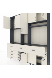 Arges Gardrop 10 Raflı 6 Çekmeceli 8 Kapaklı 220x30x243 Antrasit-Aytaşı