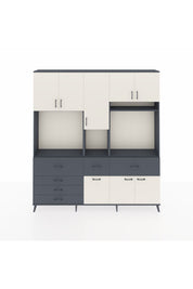 Arges Dolap 10 Raflı 6 Çekmeceli 8 Kapaklı 220x30x243 Antrasit-Aytaşı/Antrasit