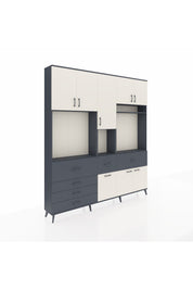 Arges Dolap 10 Raflı 6 Çekmeceli 8 Kapaklı 220x30x243 Antrasit-Aytaşı/Antrasit