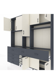 Arges Dolap 10 Raflı 6 Çekmeceli 8 Kapaklı 220x30x243 Antrasit-Aytaşı/Antrasit