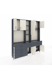 Arges Dolap 10 Raflı 6 Çekmeceli 8 Kapaklı 220x30x243 Antrasit-Aytaşı/Antrasit