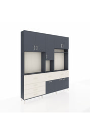 Arges Dolap 10 Raflı 6 Çekmeceli 8 Kapaklı 220x30x243 Antrasit-Antrasit/Aytaşı