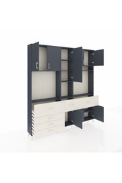 Arges Dolap 10 Raflı 6 Çekmeceli 8 Kapaklı 220x30x243 Antrasit-Antrasit/Aytaşı