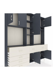 Arges Dolap 10 Raflı 6 Çekmeceli 8 Kapaklı 220x30x243 Antrasit-Antrasit/Aytaşı