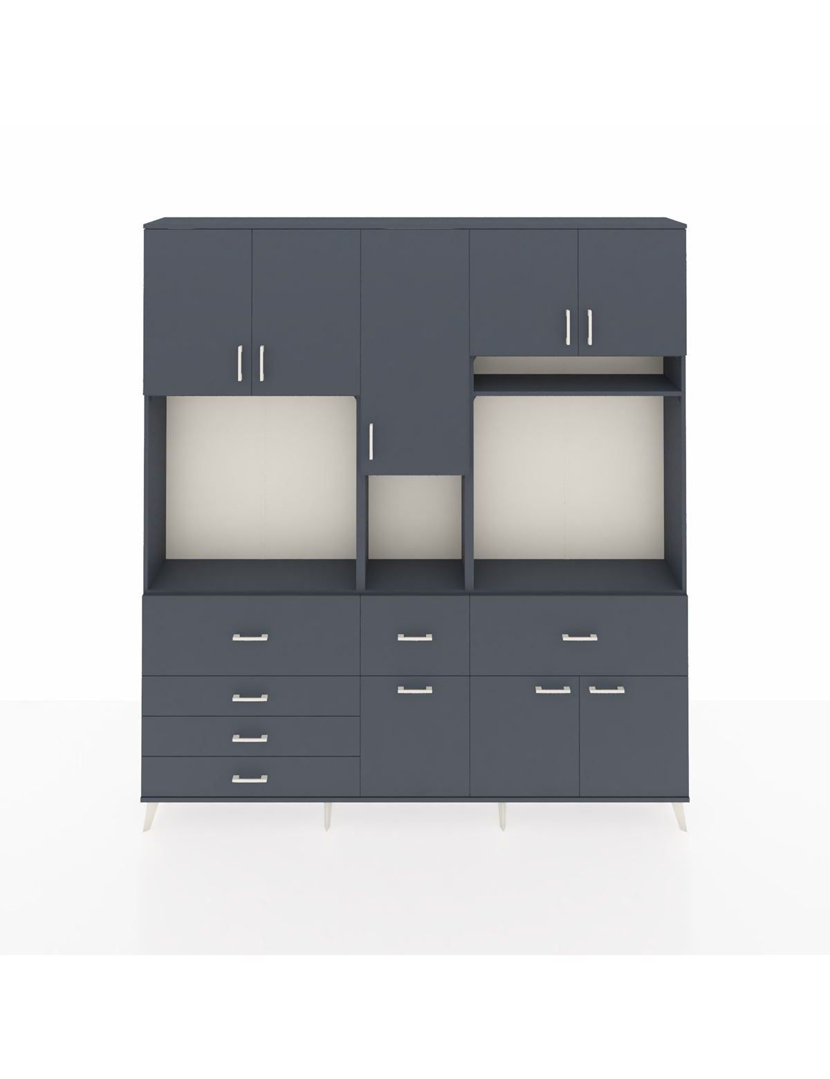 Arges Gardrop 10 Raflı 6 Çekmeceli 8 Kapaklı 220x30x243 Antrasit-Antrasit