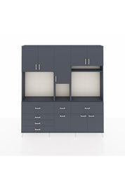 Arges Gardrop 10 Raflı 6 Çekmeceli 8 Kapaklı 220x30x243 Antrasit-Antrasit