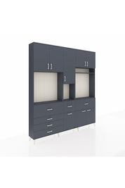 Arges Gardrop 10 Raflı 6 Çekmeceli 8 Kapaklı 220x30x243 Antrasit-Antrasit