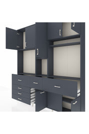 Arges Gardrop 10 Raflı 6 Çekmeceli 8 Kapaklı 220x30x243 Antrasit-Antrasit