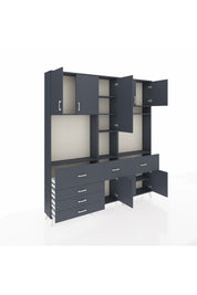 Arges Gardrop 10 Raflı 6 Çekmeceli 8 Kapaklı 220x30x243 Antrasit-Antrasit