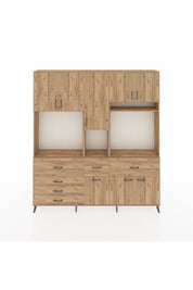 Arges Gardrop 10 Raflı 6 Çekmeceli 8 Kapaklı 220x30x243 Çam-Çam